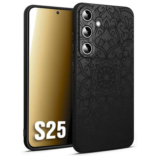 CUSTOMIZZA - Custodia cover nera morbida in tpu compatibile per Samsung S25 mandala nero fiore vedo non vedo donna
