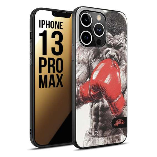 CUSTOMIZZA - Custodia cover nera morbida in tpu compatibile per iPhone 13 PRO MAX pugilato pugili disegno tattoo guantoni box pesi massimi gancio