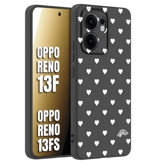 CUSTOMIZZA - Custodia cover nera morbida in tpu compatibile per Oppo Reno 13 F cuori pois bianchi donna pin up vintage