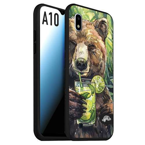 CUSTOMIZZA - Custodia cover nera morbida in tpu compatibile per Samsung A10 fiori estate disegnata cocktails animali simpatici orso bear negroni
