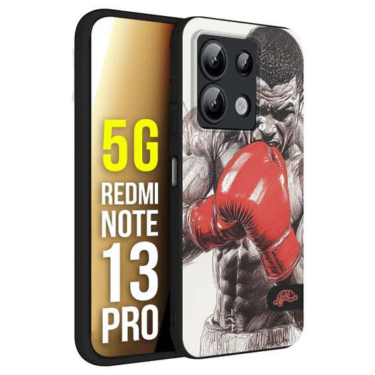 CUSTOMIZZA - Custodia cover nera morbida in tpu compatibile per Xiaomi Redmi Note 13 PRO 5G pugilato pugili disegno tattoo guantoni box pesi massimi gancio
