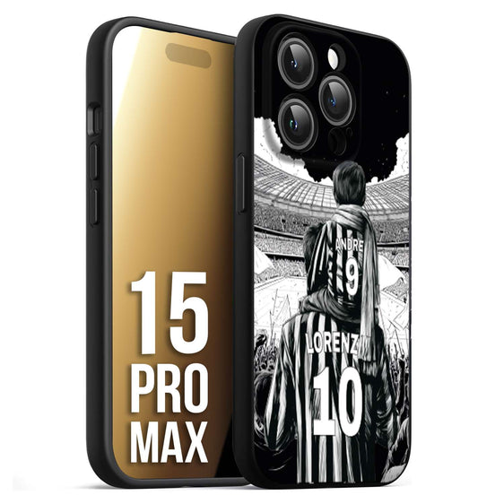 CUSTOMIZZA - Custodia cover nera morbida in tpu compatibile per iPhone 15 PRO MAX personalizzata calcio football nome e numero calciatori bianconeri bianca e nera