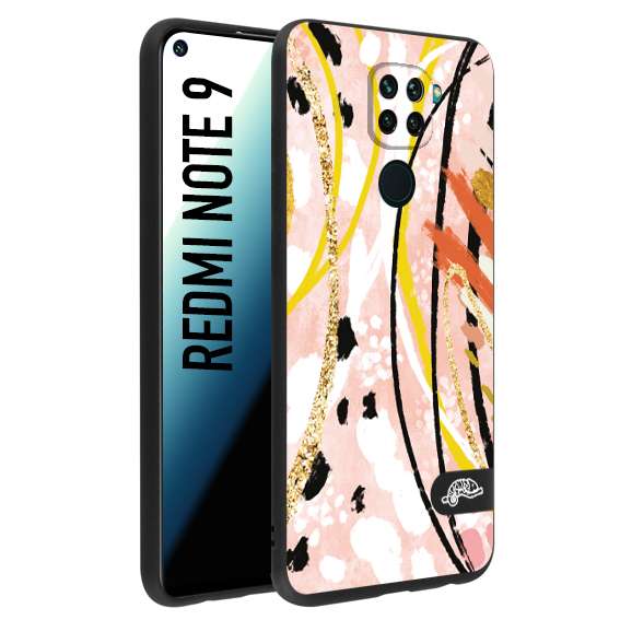 CUSTOMIZZA - Custodia cover nera morbida in tpu compatibile per Xiaomi Redmi Note 9 fiori astratti donna zebrato leopardato fantasia dorata gialla rosa colorata