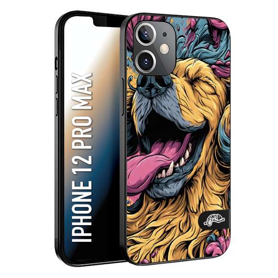 CUSTOMIZZA - Custodia cover nera morbida in tpu compatibile per iPhone 12 PRO MAX Golden Retriever illustrazione cane pop art cane street art cartone animato