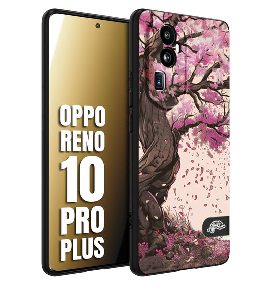 CUSTOMIZZA - Custodia cover nera morbida in tpu compatibile per Oppo Reno 10 PRO PLUS giapponese colori morbidi fiori di ciliegio rosa disegnata