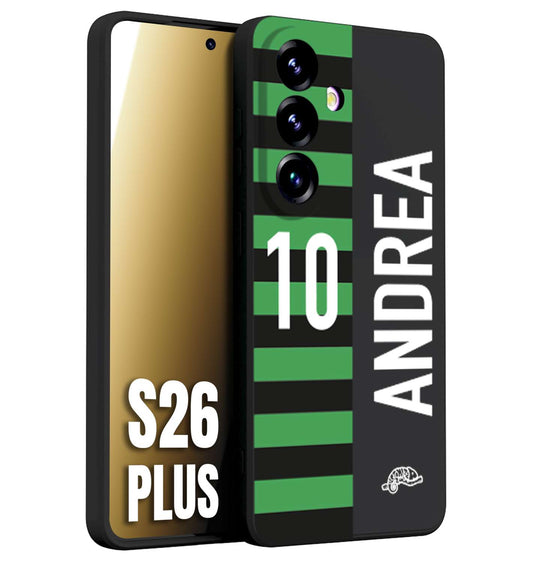 CUSTOMIZZA - Custodia cover nera morbida in tpu compatibile per Samsung S26 PLUS personalizzata calcio football nome e numero calciatori neroverde