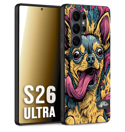 CUSTOMIZZA - Custodia cover nera morbida in tpu compatibile per Samsung S26 ULTRA Chihuahua illustrazione cane pop art cane street art cartone animato