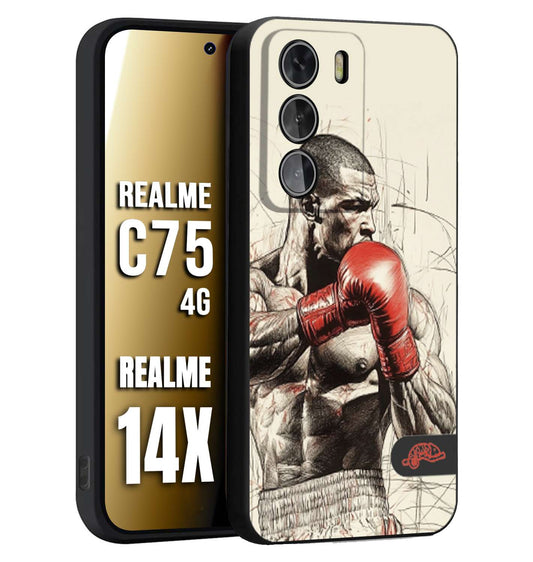 CUSTOMIZZA - Custodia cover nera morbida in tpu compatibile per Realme 14X - C75 4G pugilato pugili disegno tattoo guantoni box sport ring