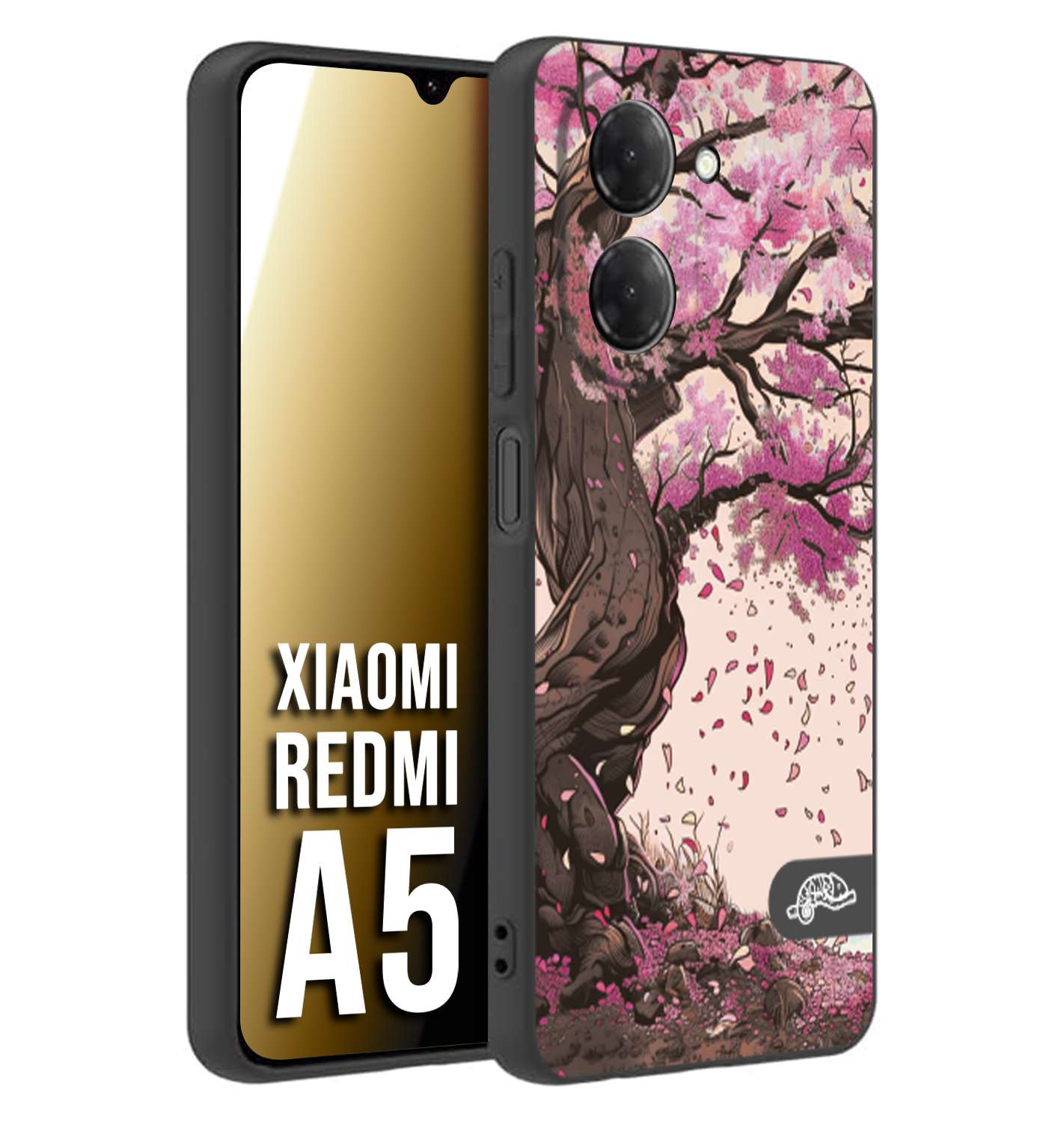 CUSTOMIZZA - Custodia cover nera morbida in tpu compatibile per Xiaomi Redmi A5 giapponese colori morbidi fiori di ciliegio rosa disegnata