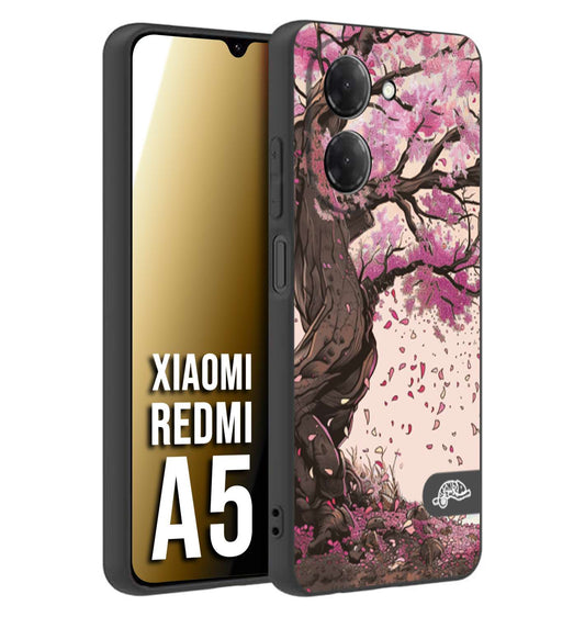 CUSTOMIZZA - Custodia cover nera morbida in tpu compatibile per Xiaomi Redmi A5 giapponese colori morbidi fiori di ciliegio rosa disegnata