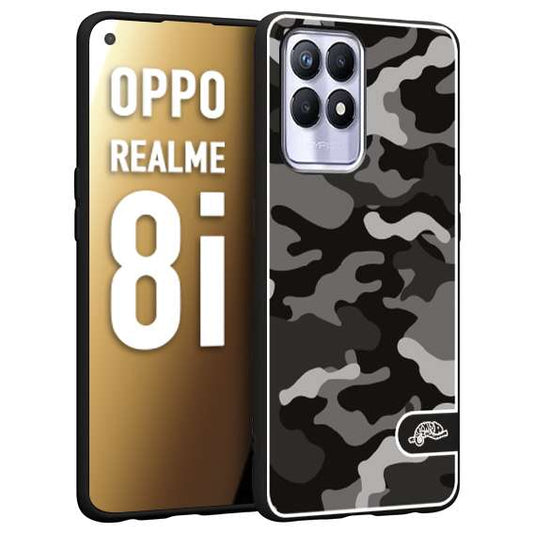 CUSTOMIZZA - Custodia cover nera morbida in tpu compatibile per Realme 8i camouflage mimetico militare nero black grigio