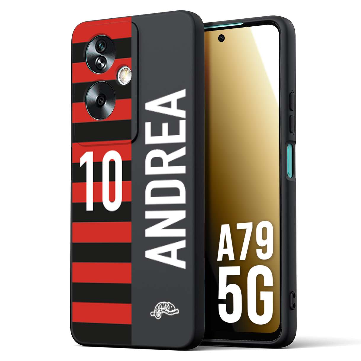 CUSTOMIZZA - Custodia cover nera morbida in tpu compatibile per Oppo A79 5G personalizzata calcio football nome e numero calciatori rossonera