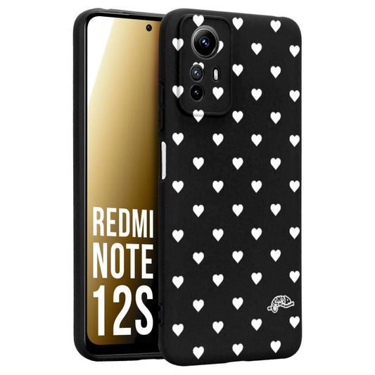 CUSTOMIZZA - Custodia cover nera morbida in tpu compatibile per Xiaomi Redmi Note 12S cuori pois bianchi donna pin up vintage