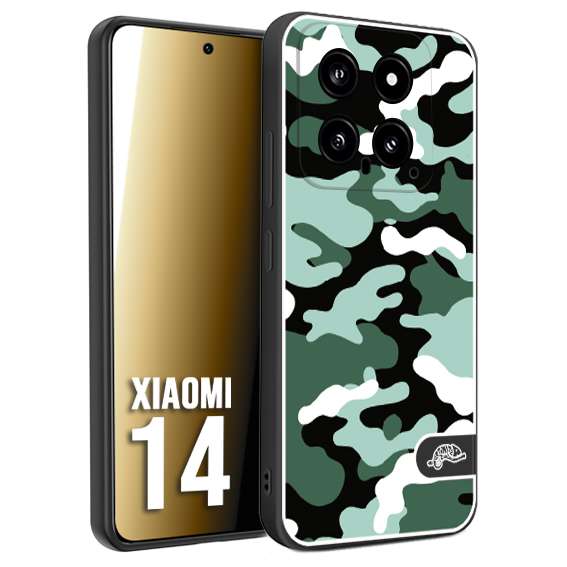 CUSTOMIZZA - Custodia cover nera morbida in tpu compatibile per Xiaomi 14 camouflage mimetico militare verde green