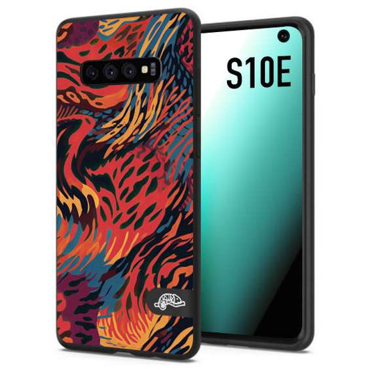CUSTOMIZZA - Custodia cover nera morbida in tpu compatibile per Samsung S10E leopardato maculato tigrato colorata fiamme rossa blu arancione