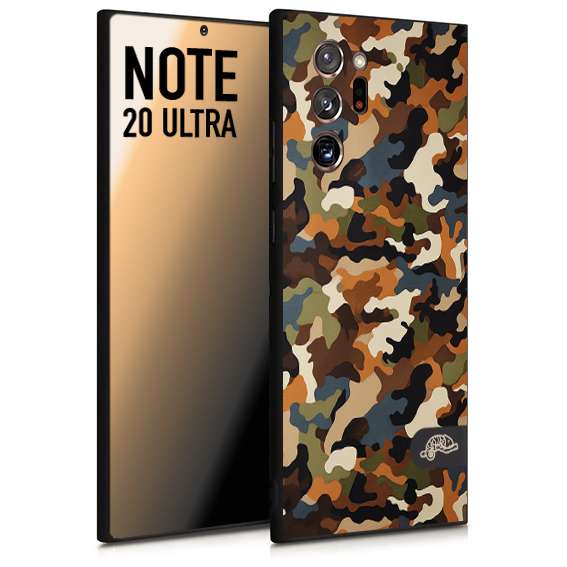 CUSTOMIZZA - Custodia cover nera morbida in tpu compatibile per Samsung NOTE 20 ULTRA camouflage mimetico militare moderno blu marrone beige