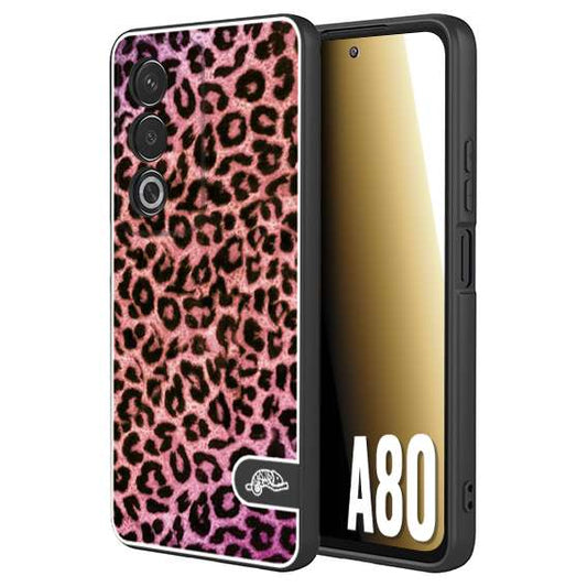 CUSTOMIZZA - Custodia cover nera morbida in tpu compatibile per Oppo A80 leopardato maculato donna rosa leopard