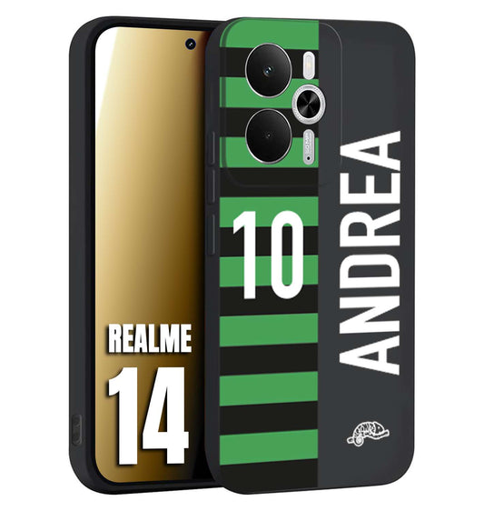 CUSTOMIZZA - Custodia cover nera morbida in tpu compatibile per Realme 14 5G personalizzata calcio football nome e numero calciatori neroverde