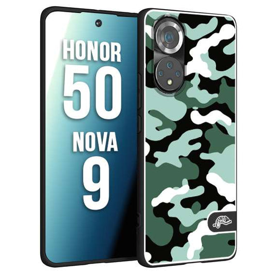 CUSTOMIZZA - Custodia cover nera morbida in tpu compatibile per Huawei Nova 9 - Honor 50 camouflage mimetico militare verde green