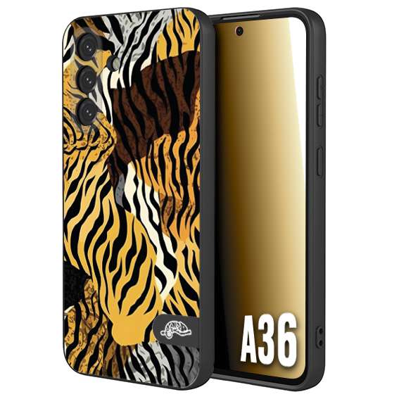 CUSTOMIZZA - Custodia cover nera morbida in tpu compatibile per Samsung A36 leopardato tigrato tiger colorata donna fashion estate