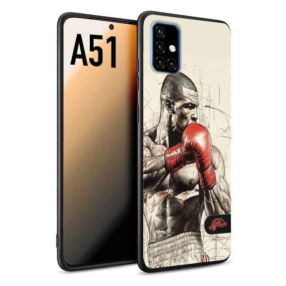 CUSTOMIZZA - Custodia cover nera morbida in tpu compatibile per Samsung A51 pugilato pugili disegno tattoo guantoni box sport ring