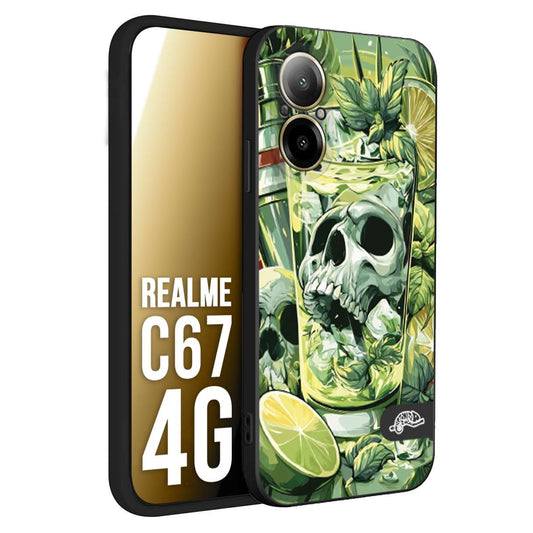 CUSTOMIZZA - Custodia cover nera morbida in tpu compatibile per Realme C67 4G Mojito cocktail teschio illustrazione drink lime menta ghiacci tropicale street art
