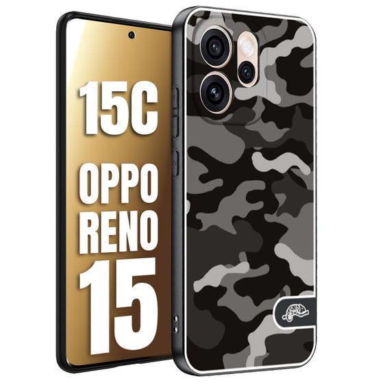 CUSTOMIZZA - Custodia cover nera morbida in tpu compatibile per Oppo Reno 15 - Reno 15Ccamouflage mimetico militare nero black grigio