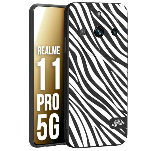 CUSTOMIZZA - Custodia cover nera morbida in tpu compatibile per Oppo Realme 11 PRO 5G zebrata maculata a rilievo soft touch donna bianca