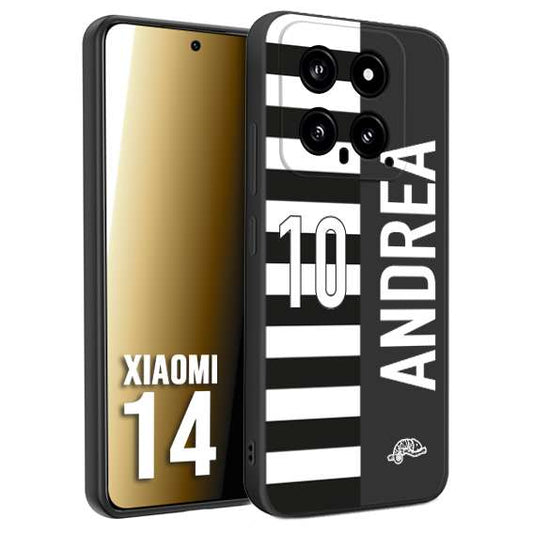 CUSTOMIZZA - Custodia cover nera morbida in tpu compatibile per Xiaomi 14 personalizzata calcio football nome e numero calciatori bianconera