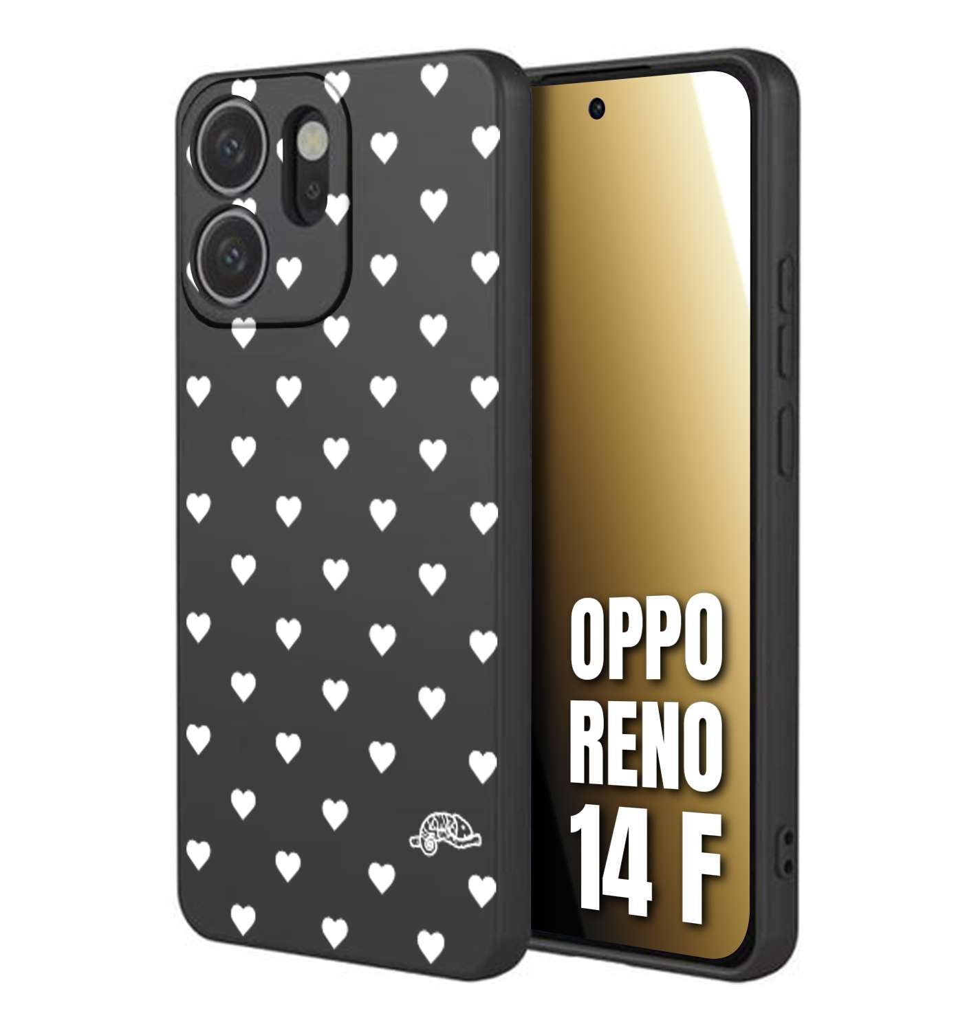 CUSTOMIZZA - Custodia cover nera morbida in tpu compatibile per Oppo Reno 14 F cuori pois bianchi donna pin up vintage