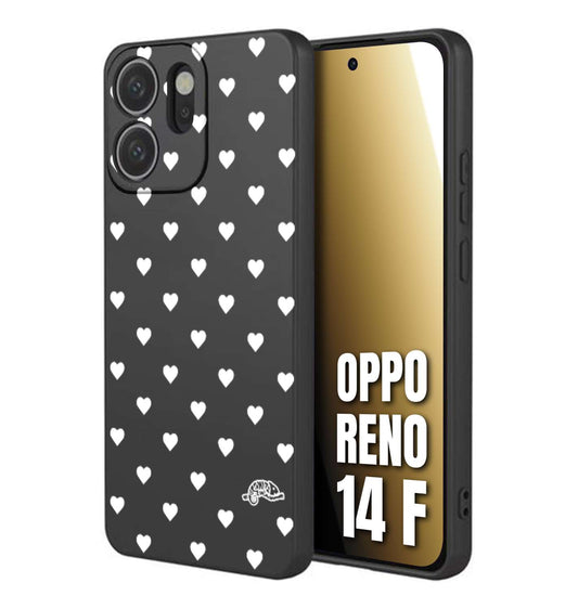 CUSTOMIZZA - Custodia cover nera morbida in tpu compatibile per Oppo Reno 14 F cuori pois bianchi donna pin up vintage