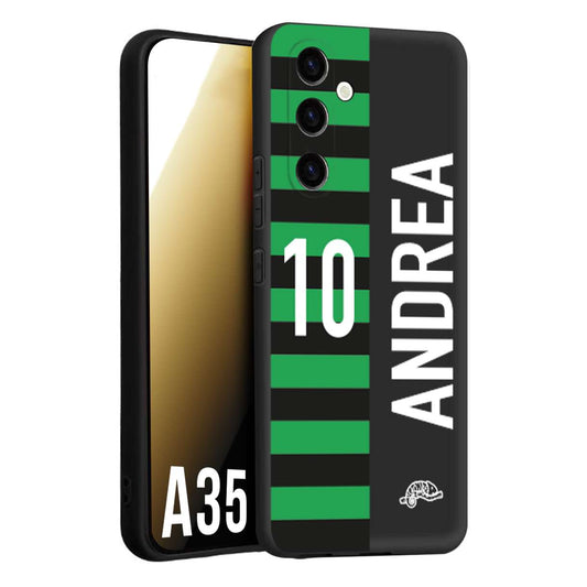 CUSTOMIZZA - Custodia cover nera morbida in tpu compatibile per Samsung A35 5G personalizzata calcio football nome e numero calciatori neroverde