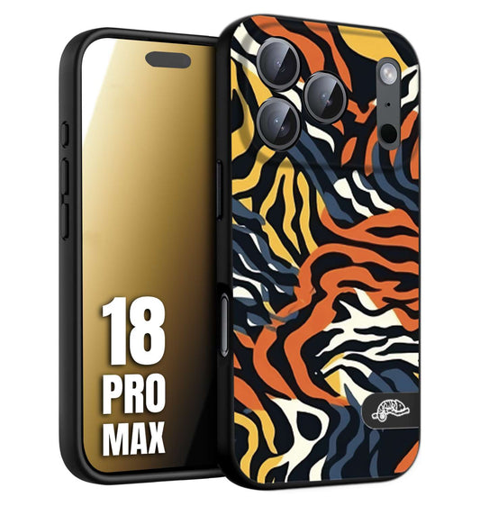 CUSTOMIZZA - Custodia cover nera morbida in tpu compatibile per iPhone 18 PRO MAX leopardato maculato tigrato tiger colorata gialla blu arancio
