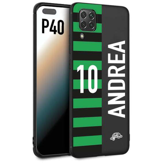 CUSTOMIZZA - Custodia cover nera morbida in tpu compatibile per Huawei P40 personalizzata calcio football nome e numero calciatori neroverde