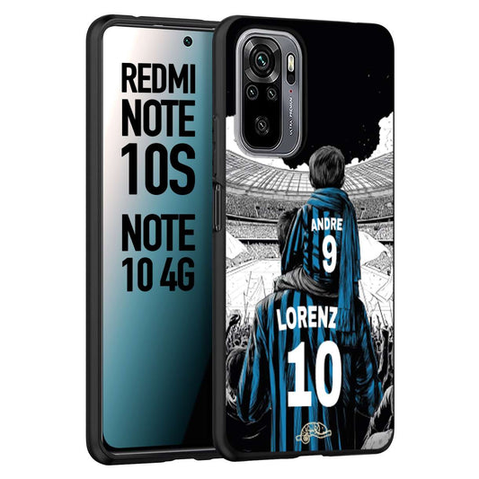 CUSTOMIZZA - Custodia cover nera morbida in tpu compatibile per Xiaomi Redmi Note 10S personalizzata calcio football padre e figlio calciatori nerazzurra