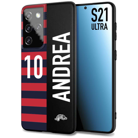 CUSTOMIZZA - Custodia cover nera morbida in tpu compatibile per Samsung S21 ULTRA personalizzata calcio football nome e numero calciatori rossoblu