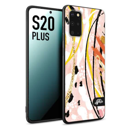 CUSTOMIZZA - Custodia cover nera morbida in tpu compatibile per Samsung S20 PLUS fiori astratti donna zebrato leopardato fantasia dorata gialla rosa colorata