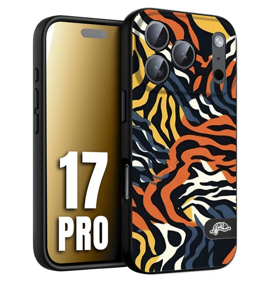 CUSTOMIZZA - Custodia cover nera morbida in tpu compatibile per iPhone 17 PRO leopardato maculato tigrato tiger colorata gialla blu arancio