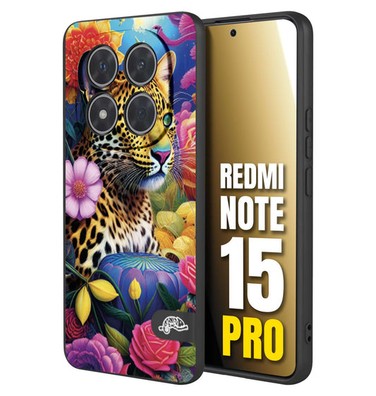 CUSTOMIZZA - Custodia cover nera morbida in tpu compatibile per Xiaomi Redmi Note 15 PRO astratti donna flower fantasia leopardo ghepardo animali colorati