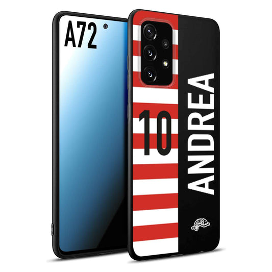 CUSTOMIZZA - Custodia cover nera morbida in tpu compatibile per Samsung A72 personalizzata calcio football nome e numero calciatori bianco rossa