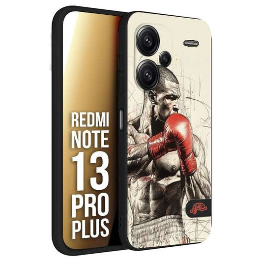 CUSTOMIZZA - Custodia cover nera morbida in tpu compatibile per Xiaomi Redmi Note 13 PRO PLUS pugilato pugili disegno tattoo guantoni box sport ring