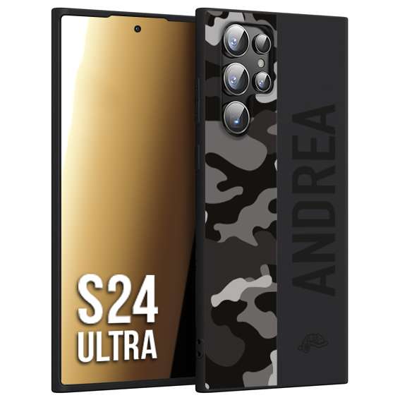 CUSTOMIZZA - Custodia cover nera morbida in tpu compatibile per Samsung S24 ULTRA camouflage mimetico militare personalizzata nome