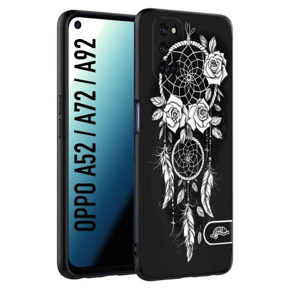 CUSTOMIZZA - Custodia cover nera morbida in tpu compatibile per Oppo A52 - A72 - A92 acchiappasogni dreamcatcher black and white bianco a rilievo disegnato tattoo tatuaggio