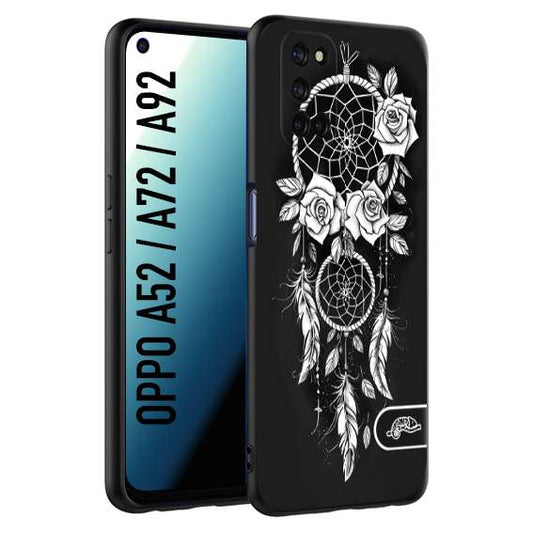 CUSTOMIZZA - Custodia cover nera morbida in tpu compatibile per Oppo A52 - A72 - A92 acchiappasogni dreamcatcher black and white bianco a rilievo disegnato tattoo tatuaggio