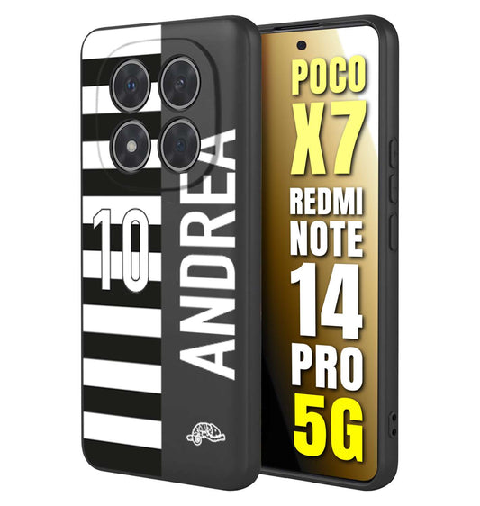 CUSTOMIZZA - Custodia cover nera morbida in tpu compatibile per Xiaomi Redmi Note 14 PRO 5G personalizzata calcio football nome e numero calciatori bianconera