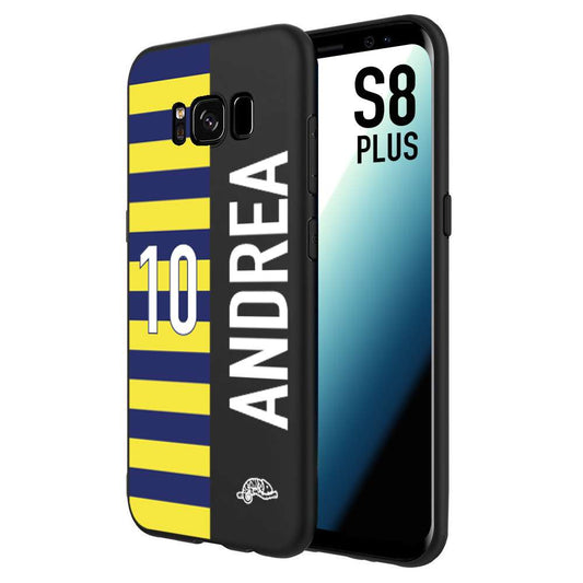 CUSTOMIZZA - Custodia cover nera morbida in tpu compatibile per Samsung S8 PLUS personalizzata calcio football nome e numero calciatori giallo blu