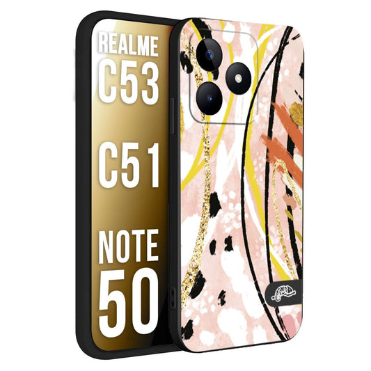 CUSTOMIZZA - Custodia cover nera morbida in tpu compatibile per Realme C53 - C51 - NOTE 50 fiori astratti donna zebrato leopardato fantasia dorata gialla rosa colorata