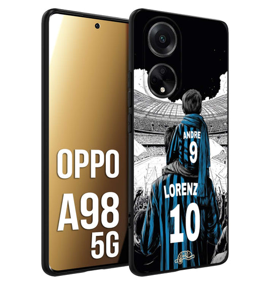 CUSTOMIZZA - Custodia cover nera morbida in tpu compatibile per Oppo A98 5G personalizzata calcio football padre e figlio calciatori nerazzurra