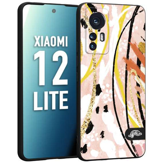 CUSTOMIZZA - Custodia cover nera morbida in tpu compatibile per Xiaomi 12 LITE fiori astratti donna zebrato leopardato fantasia dorata gialla rosa colorata