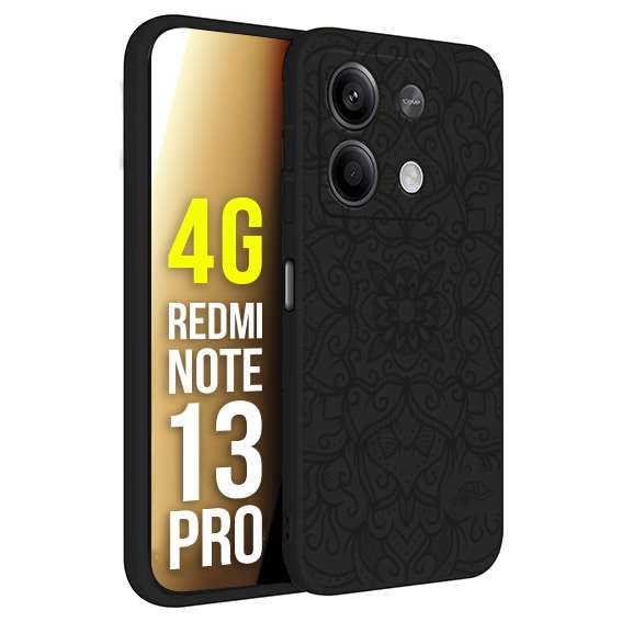 CUSTOMIZZA - Custodia cover nera morbida in tpu compatibile per Xiaomi Redmi Note 13 PRO 4G mandala nero fiore vedo non vedo donna